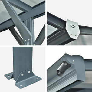 Extension de carport de 15m² en aluminium anthracite et polycarbonate - Extension Le Mans 5x3m - abri de voiture