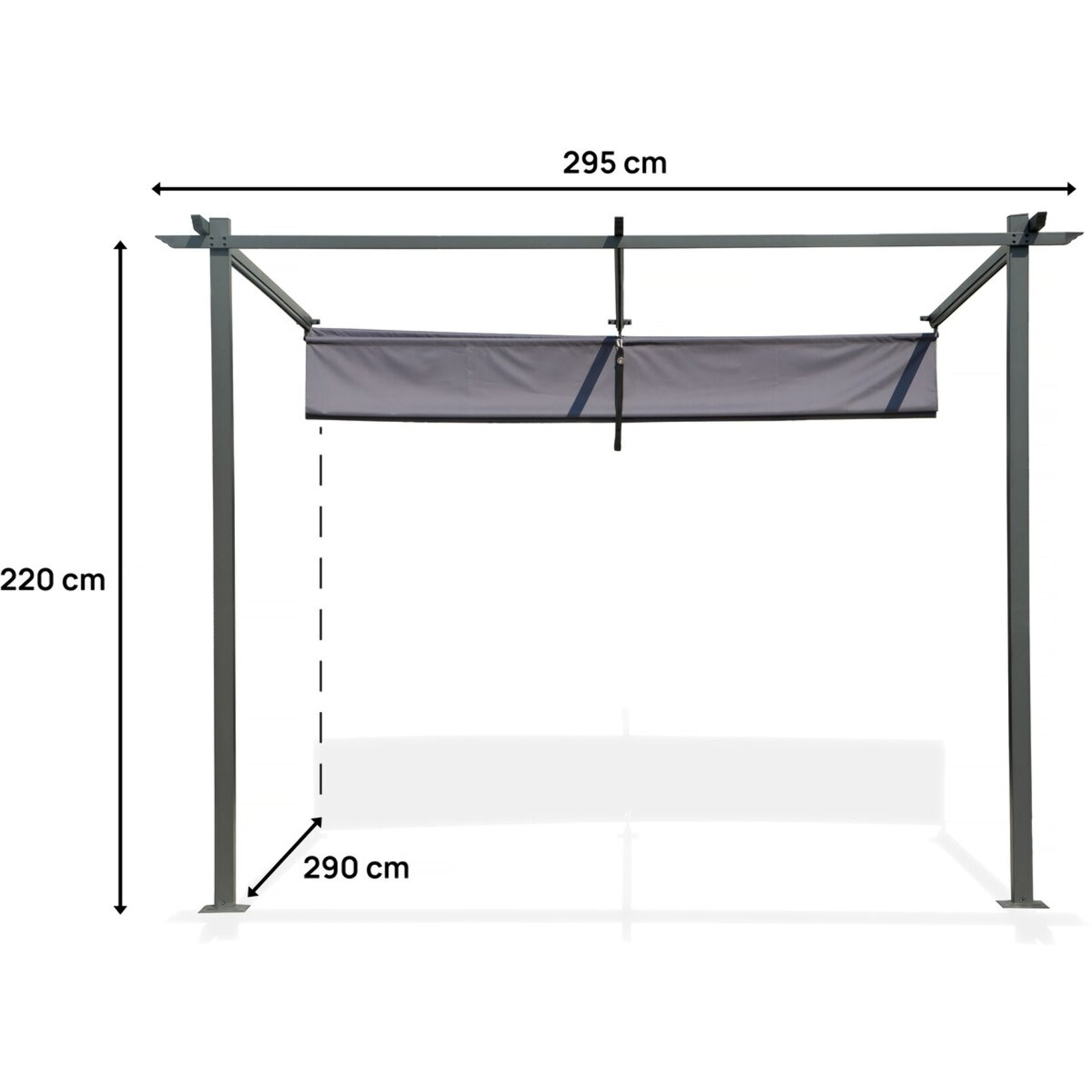 Pergola adossée avec toit rétractable - 3 x 3 m - Gris anthracite