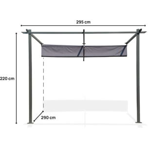 Pergola adossée avec toit rétractable - 3 x 3 m - Gris anthracite