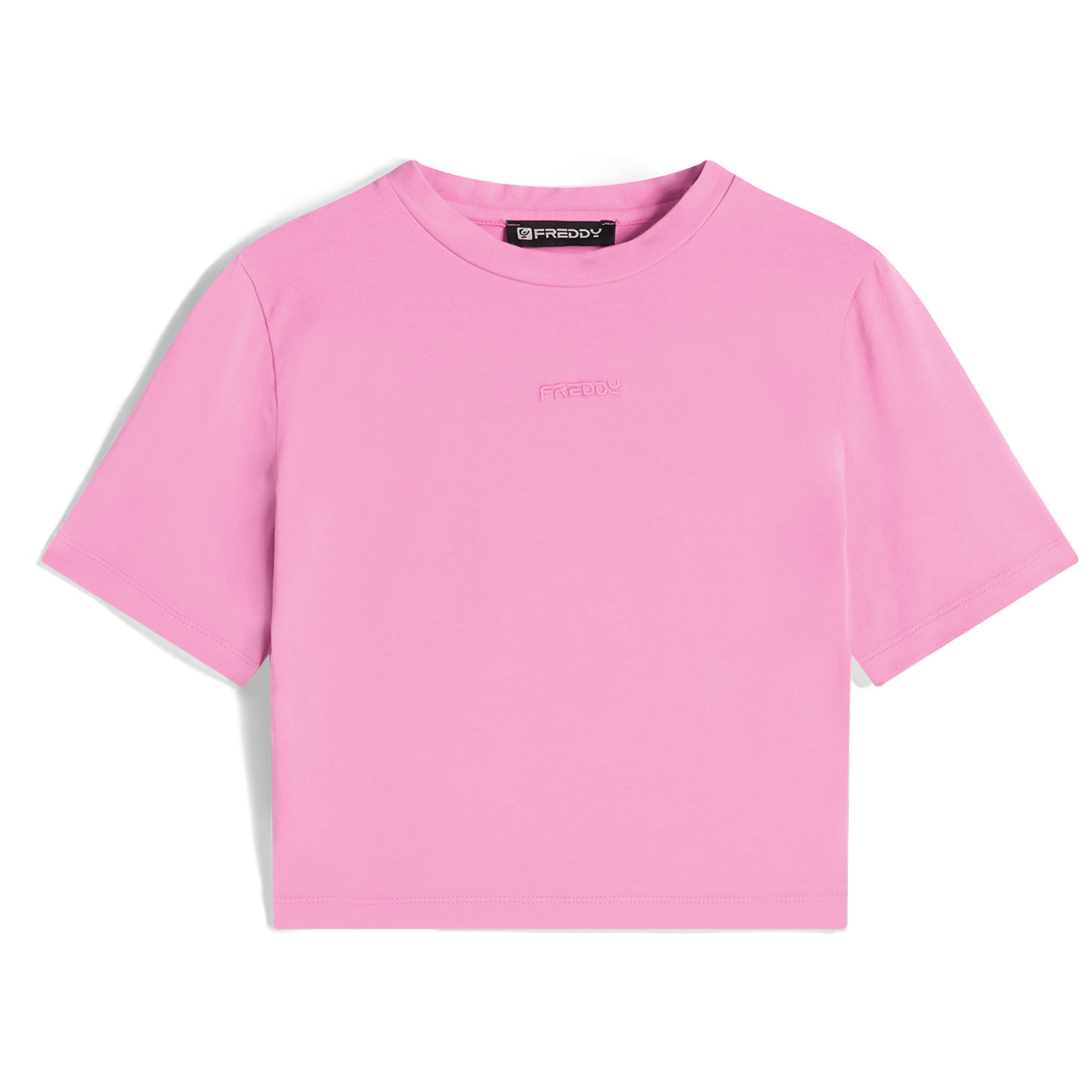 T-shirt slim fit corta in tessuto jersey tinto capo