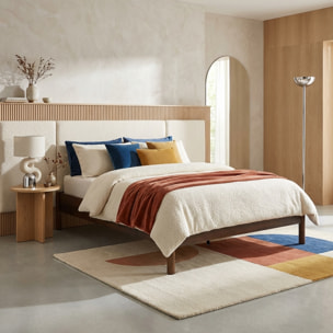 Lit avec sommier à lattes 140x190cm décor bois HARMONY