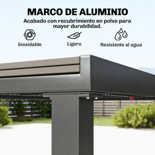 Outsunny Conjunto de Mesa y Sillas Jardín de 9 Piezas, Muebles Jardín Exterior con Mesa Extensible 150 a 225 cm, Estructura de Aluminio, 8 Sillas Apilables, Tablero de Lamas de Madera Plástica, Gris