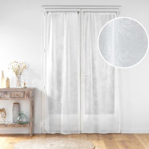 Paire de voilages passe-tringle en voile tissé motif feuillage - Blanc