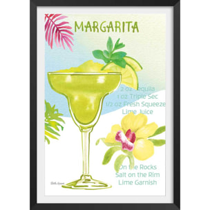 Affiche Margarita en aquarelle Affiche + cadre en bois - Noir