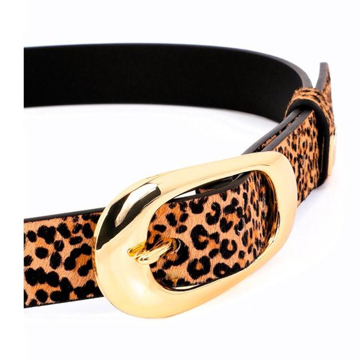 Cintura sottile in pelle con stampa animalier