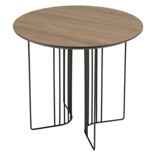 JULIA - Table d'appoint biseautée 50x50cm mocha pieds graphiques métal