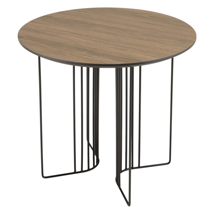 JULIA - Table d'appoint biseautée 50x50cm mocha pieds graphiques métal