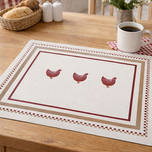 Lot 12 sets de table gallina 43.5x28.5cm en polypropylène