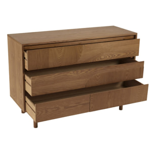 MARIO - Commode couleur naturelle 3 tiroirs décor motif arrondi