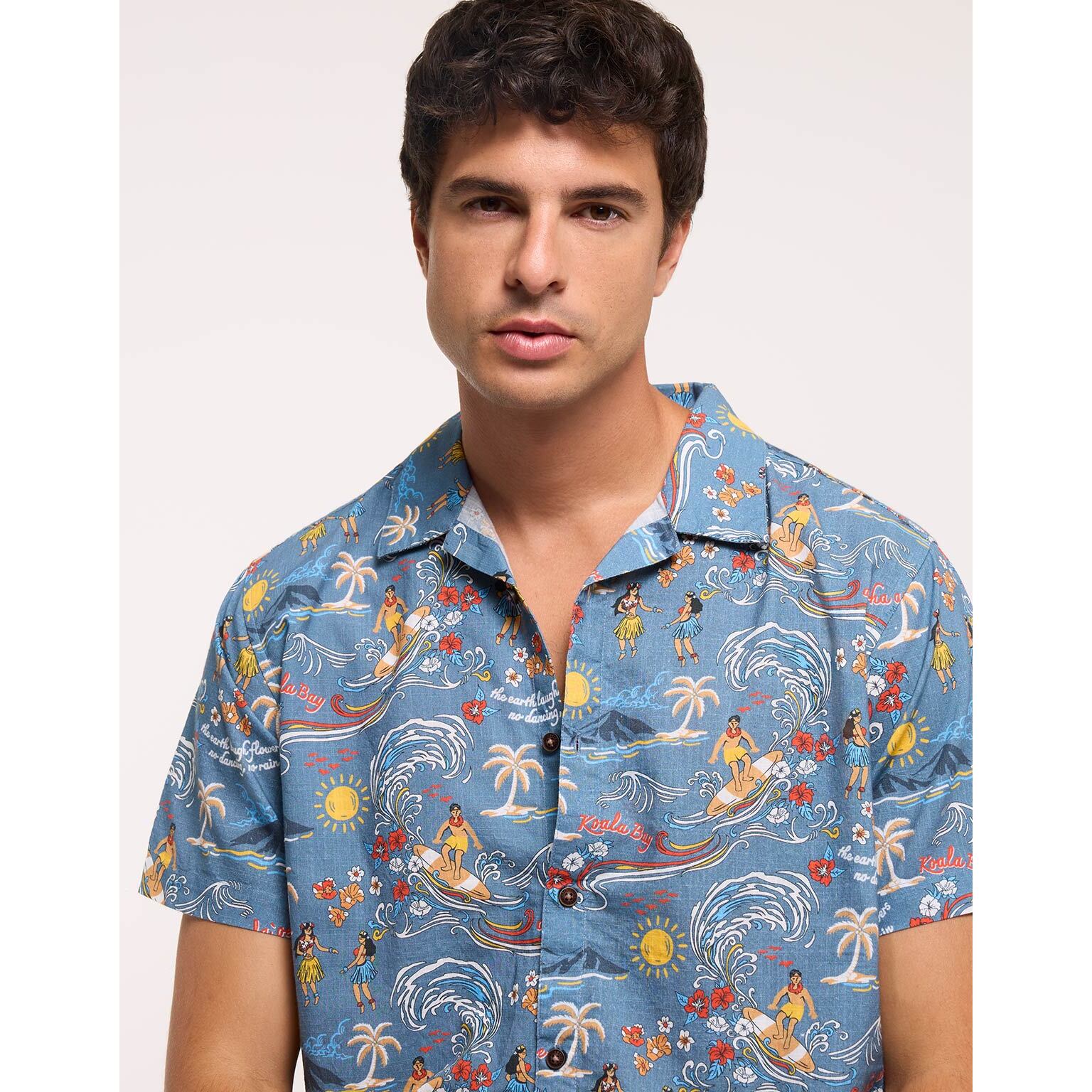 Camisa Manga Corta Azul - Hulini