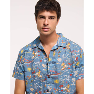 Camisa Manga Corta Azul - Hulini