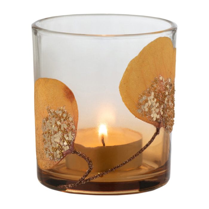 J-Line photophore Feuille Sechée - verre - ocre - small - 4 pcs