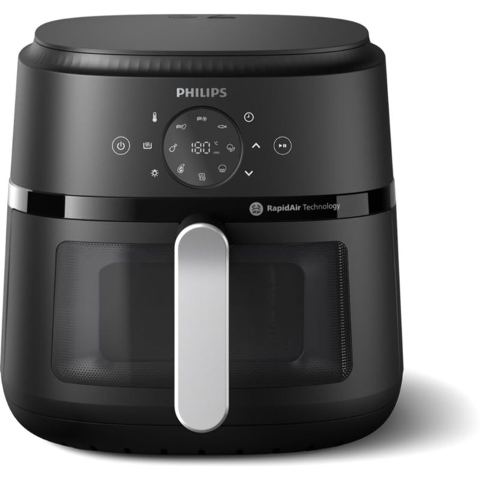 Airfryer PHILIPS NA231/00 Friteuse sans huile avec fenêtre de cuisson Noir/Argent, Série 2000 6.2L