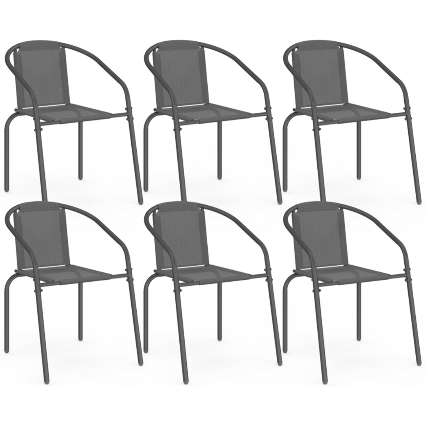 Chaises de jardin empilables Delma grises - lot de 6