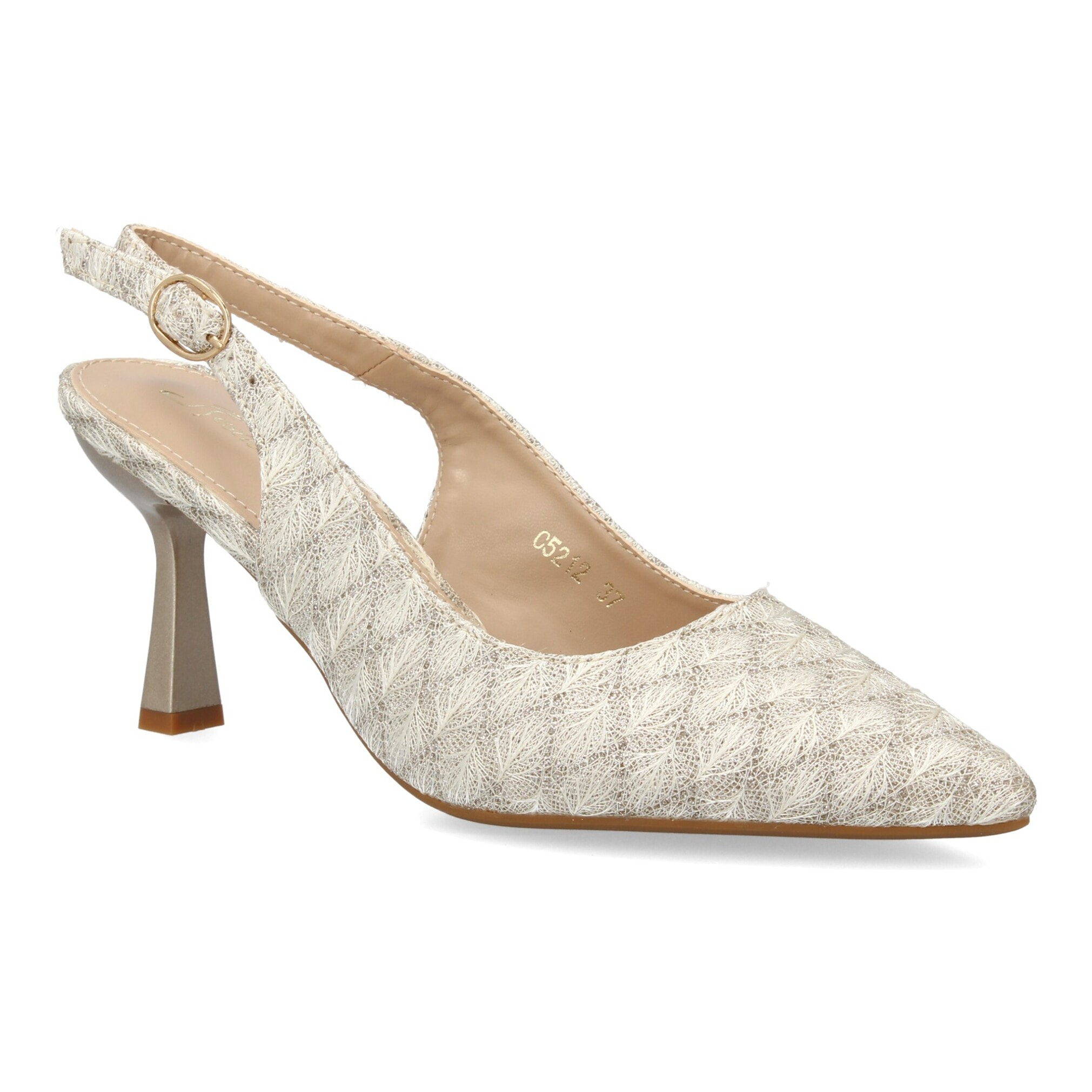 Zapato destalonado tacón fino elegante texturizado