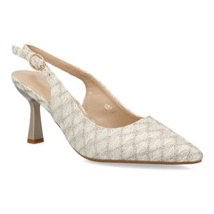 Zapato destalonado tacón fino elegante texturizado