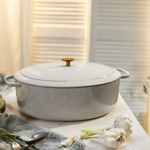 Cocotte en fonte 33 cm, Ovale, Blanc ivoire, Fonte