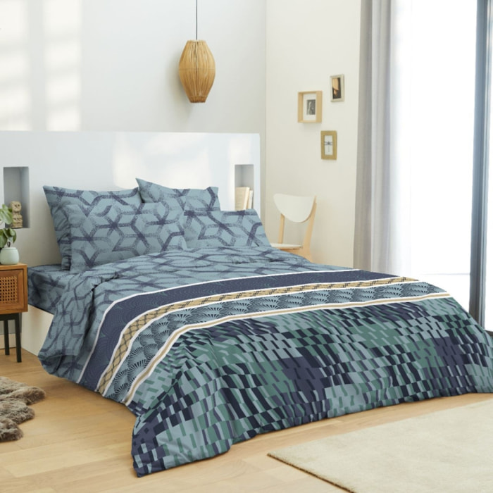 Pack complet housse de couette réversible Stella bleu