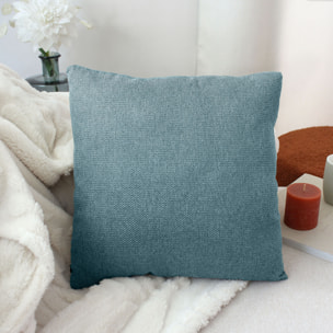 Coussin déhoussable en velours chenillé - Bleu Canard