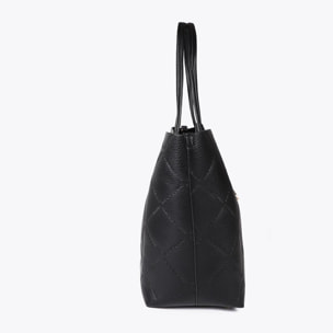 Shopper effetto pelle monogramma con logo ovale pendente