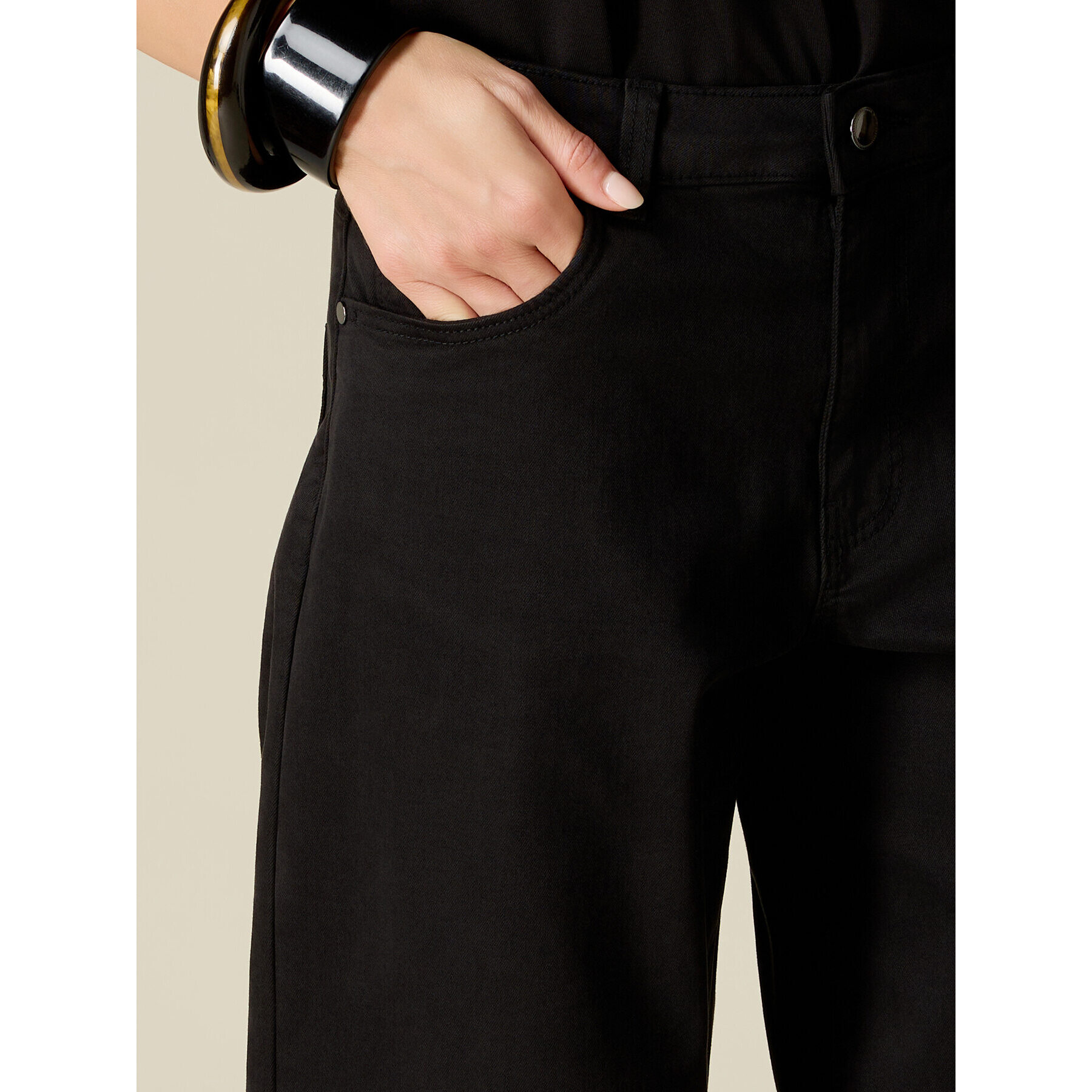 Oltre - Pantaloni barrel misto cotone e lyocell - Nero