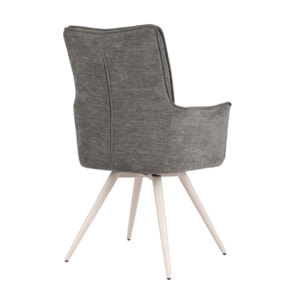 Chaise pivotante 180° avec accoudoirs tissu doux et pieds métal - TOMA