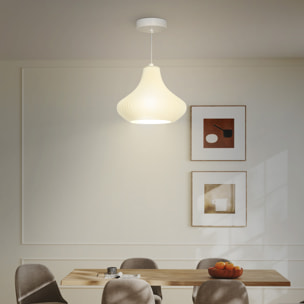 Lámpara Colgante Moderna Lámpara de Techo E27 con Pantalla de Impresión 3D Iluminación para Comedor Cocina Salón Bar Restaurante Blanco