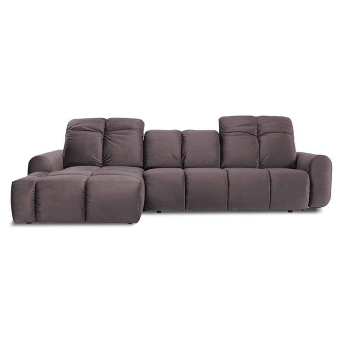 Canapé d'Angle Gauche Velours Anacapri, 3 Places, Repose-têtes Ajustables, Style Contemporain