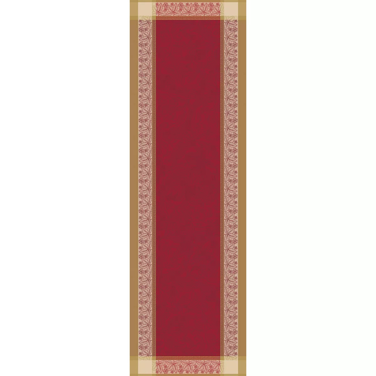 Chemin de table pur coton anti tache motif jacquard Alexandria rubis