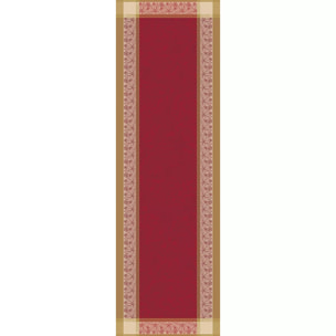 Chemin de table pur coton anti tache motif jacquard Alexandria rubis