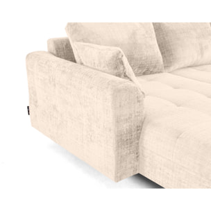 Rune - canapé panoramique d'angle droit 7 places en velours texturé - Beige