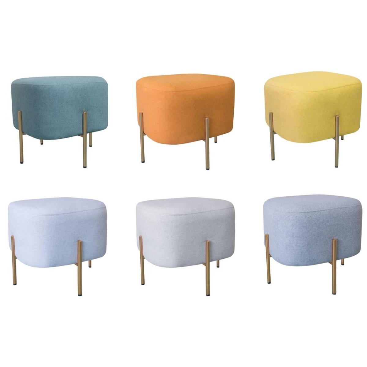 Pouf cubo con gambe oro in tessuto - Kate