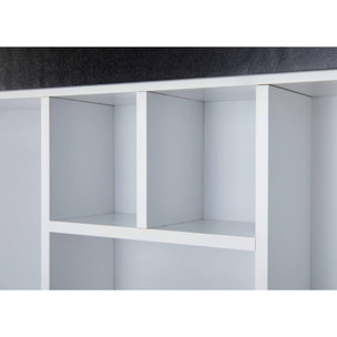 Libreria a parete con 9 vani contenitori, in laminato bianco e nero, cm 90.50x13.7x67