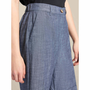 Elena Mirò - Pantaloni corti in chambray - Blu