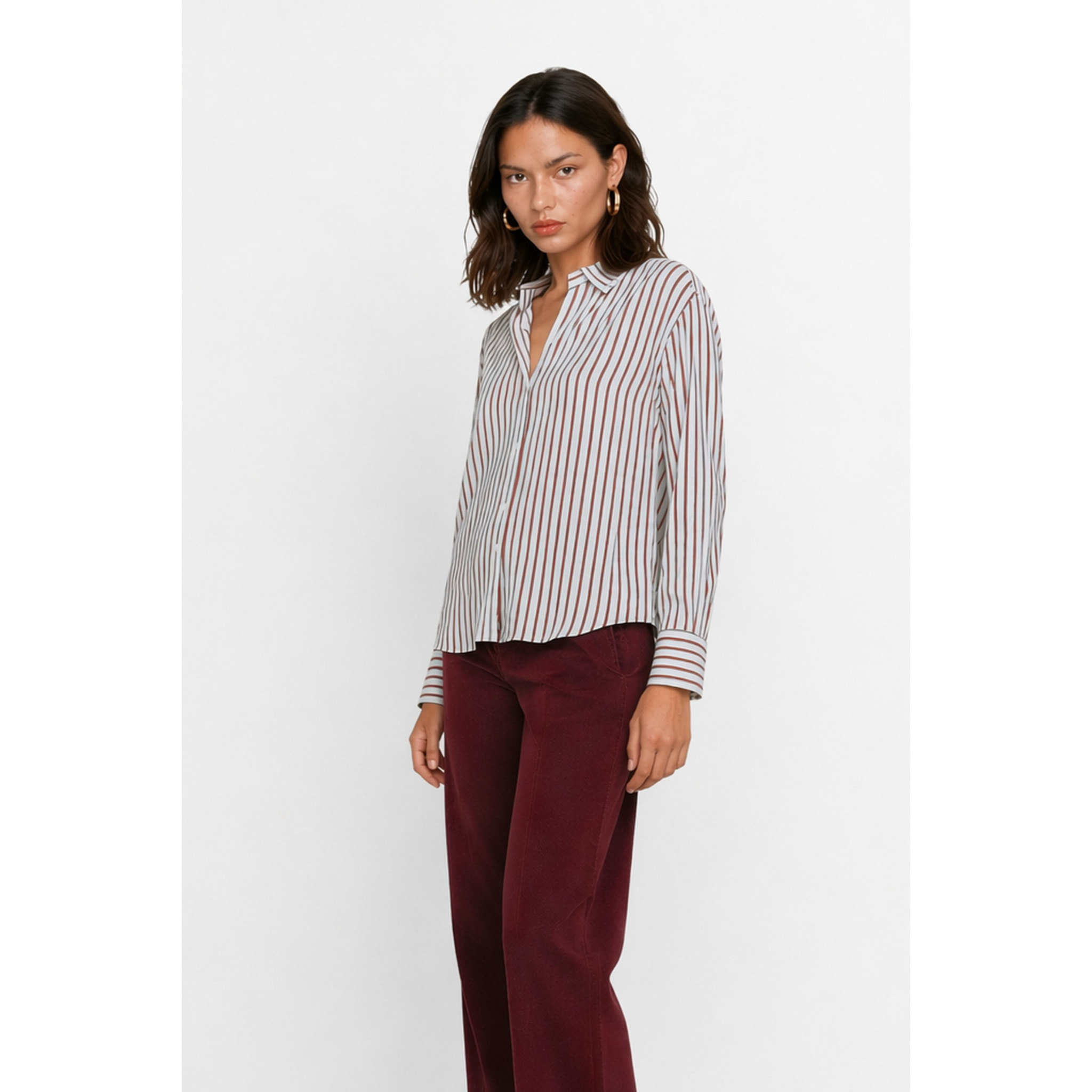 Kocca - Camicia a righe in misto cotone con incrocio in vita Donna