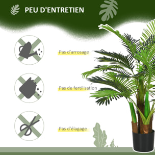 Palmier artificiel H.1 m arbre artificiel tronc branches lichen feuilles grand réalisme pot inclus