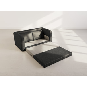 Marilia - canapé 2 places convertible déplimousse en simili - Noir