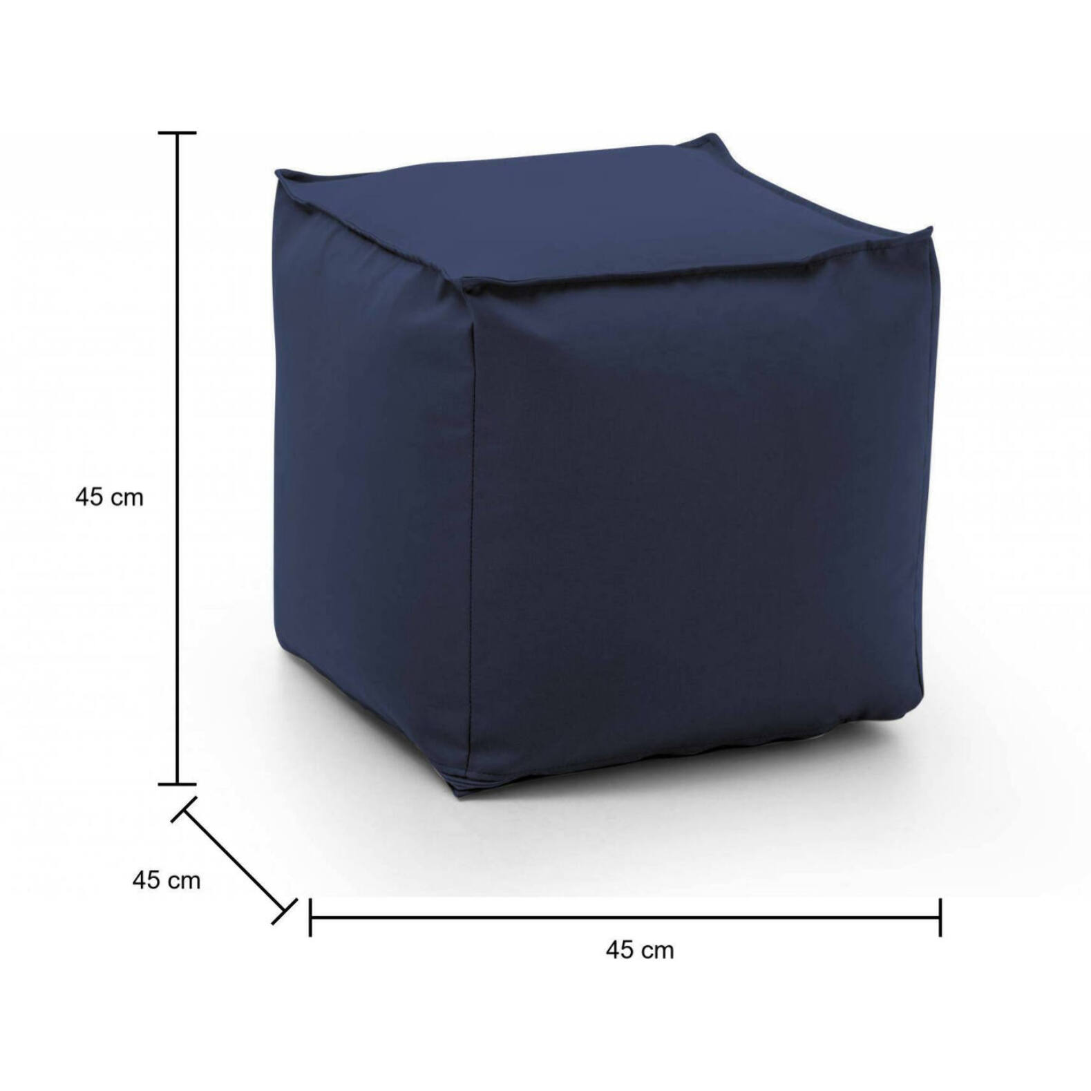 Pouf Aron, Pouf multifunzione, Poltroncina relax in tessuto imbottito, 100% Made in Italy, 45x45h45 cm, Blu