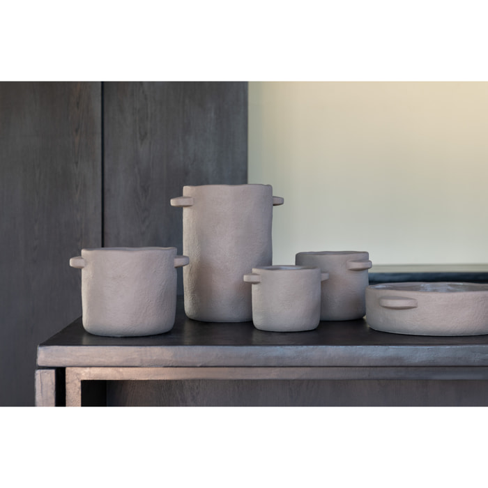 J-Line cache-pot Gustave - ciment - brun foncé - Ø 16 cm