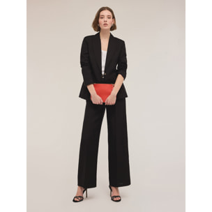 Motivi - Pantaloni wide leg misto lino - Nero