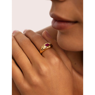Anillo Charlotte Fucsia Baño Oro