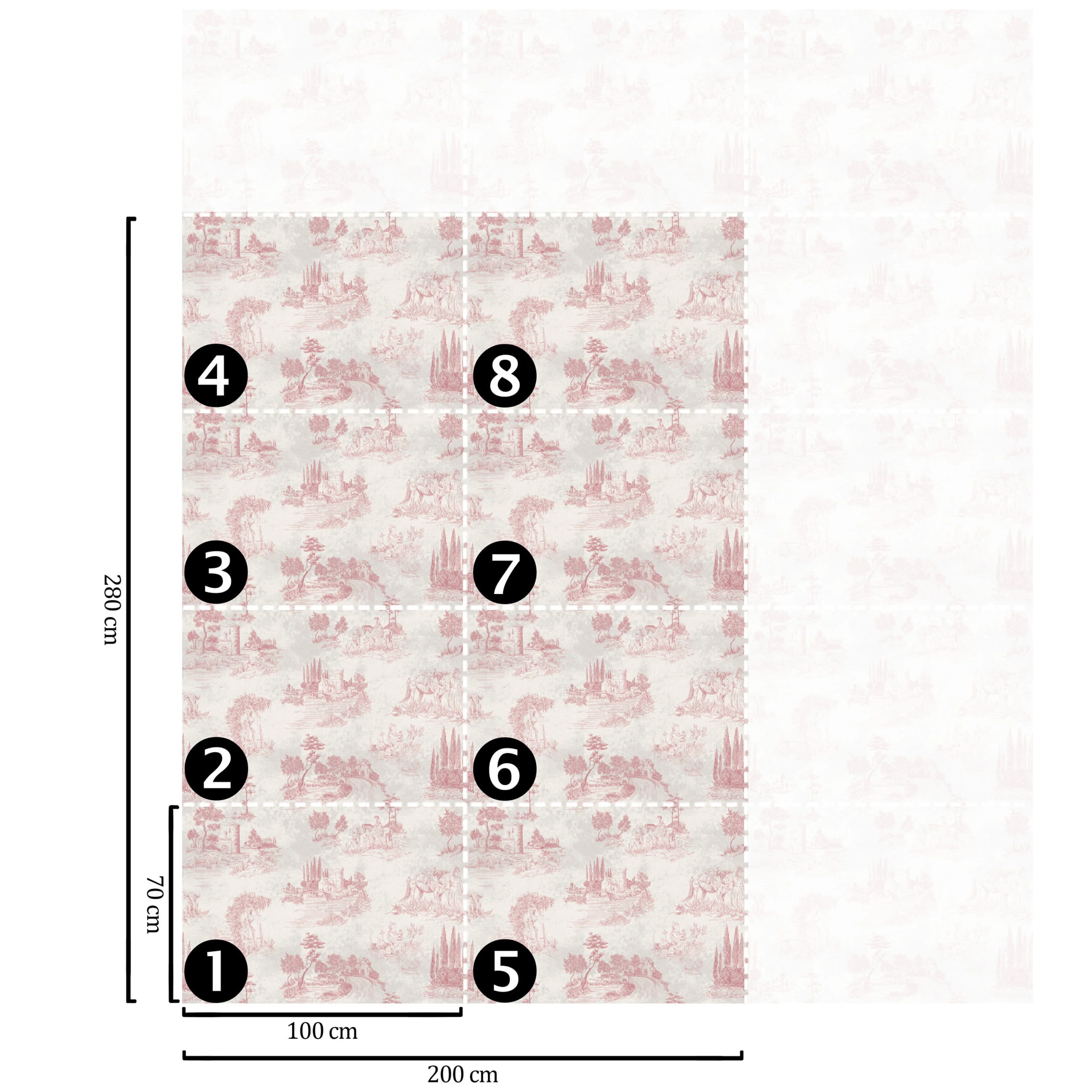 Carta da Parati Toile de Jouy Rosa Vintage