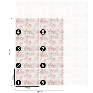 Carta da Parati Toile de Jouy Rosa Vintage