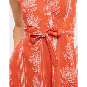 Vestido Midi Naranja con Lazo - Galia