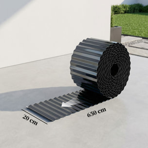 Valla de Jardín Metálica, 650x20 cm, Valla de Jardín Exterior de Acero Galvanizado Corrugado Resistente, Fácil de Instalar, para Huerto, Patio, Terraza, Césped, Gris Oscuro