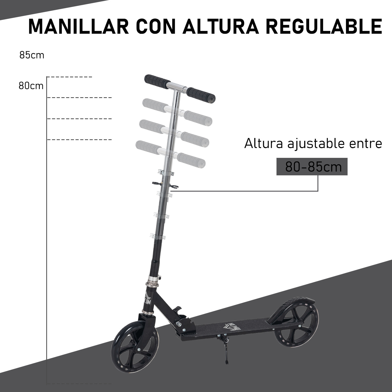 Patinete Infantil Aleación de Aluminio 88x37x75-100 cm Negro