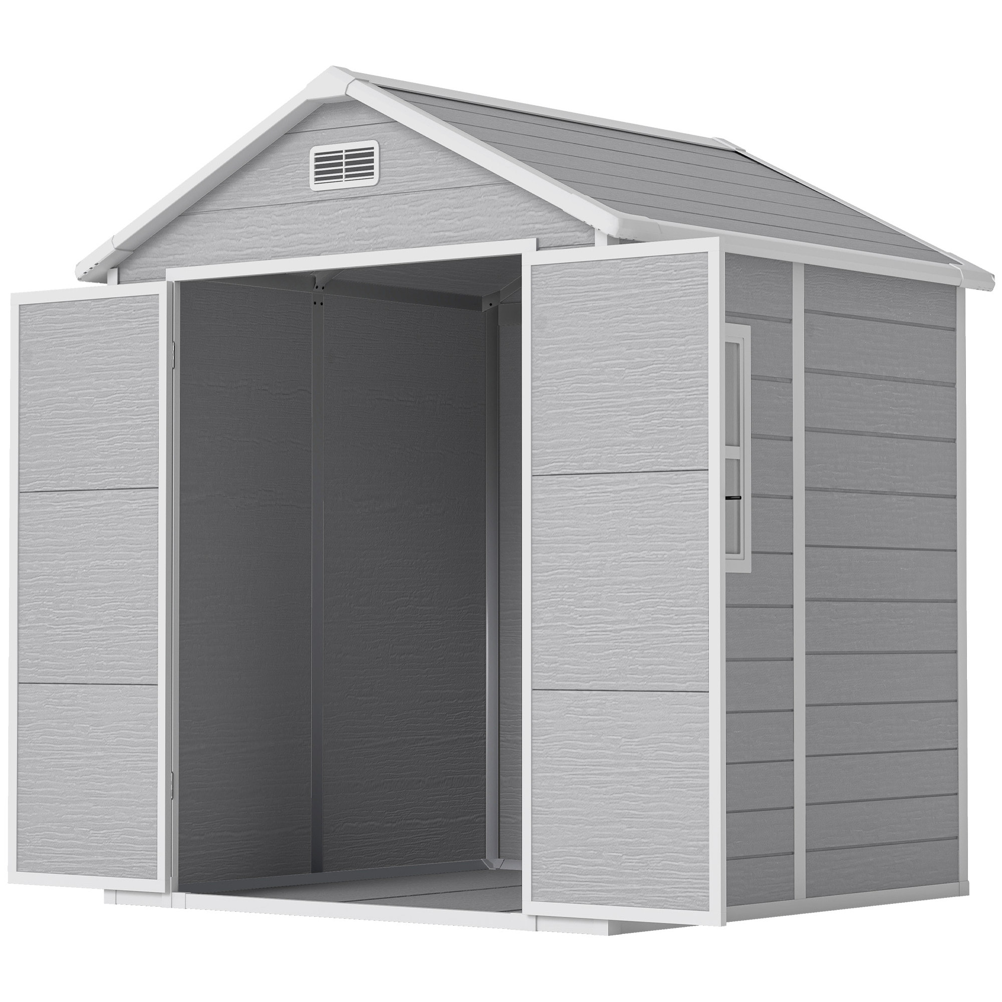 Abri de jardin surface utile 2,4m² - 182x151x219cm - fenêtre, plancher, 2 grilles ventilation - alu PP gris