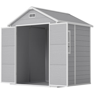 Abri de jardin surface utile 2,4m² - 182x151x219cm - fenêtre, plancher, 2 grilles ventilation - alu PP gris