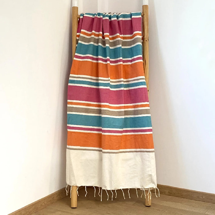 Fouta plate traditionnelle Rose 100x200 190g/m² - Helios Rose