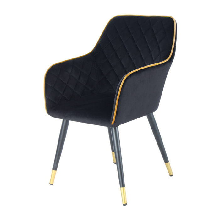 Poltroncina Amino in velluto verde con gambe nere e oro